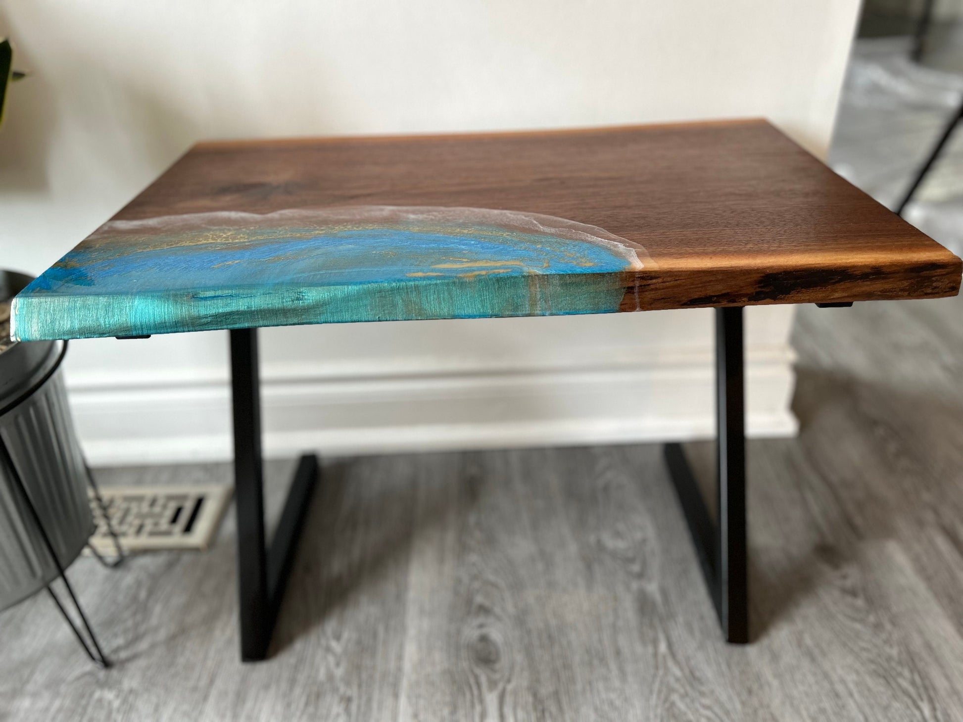 Black Walnut Bench with Resin Accent