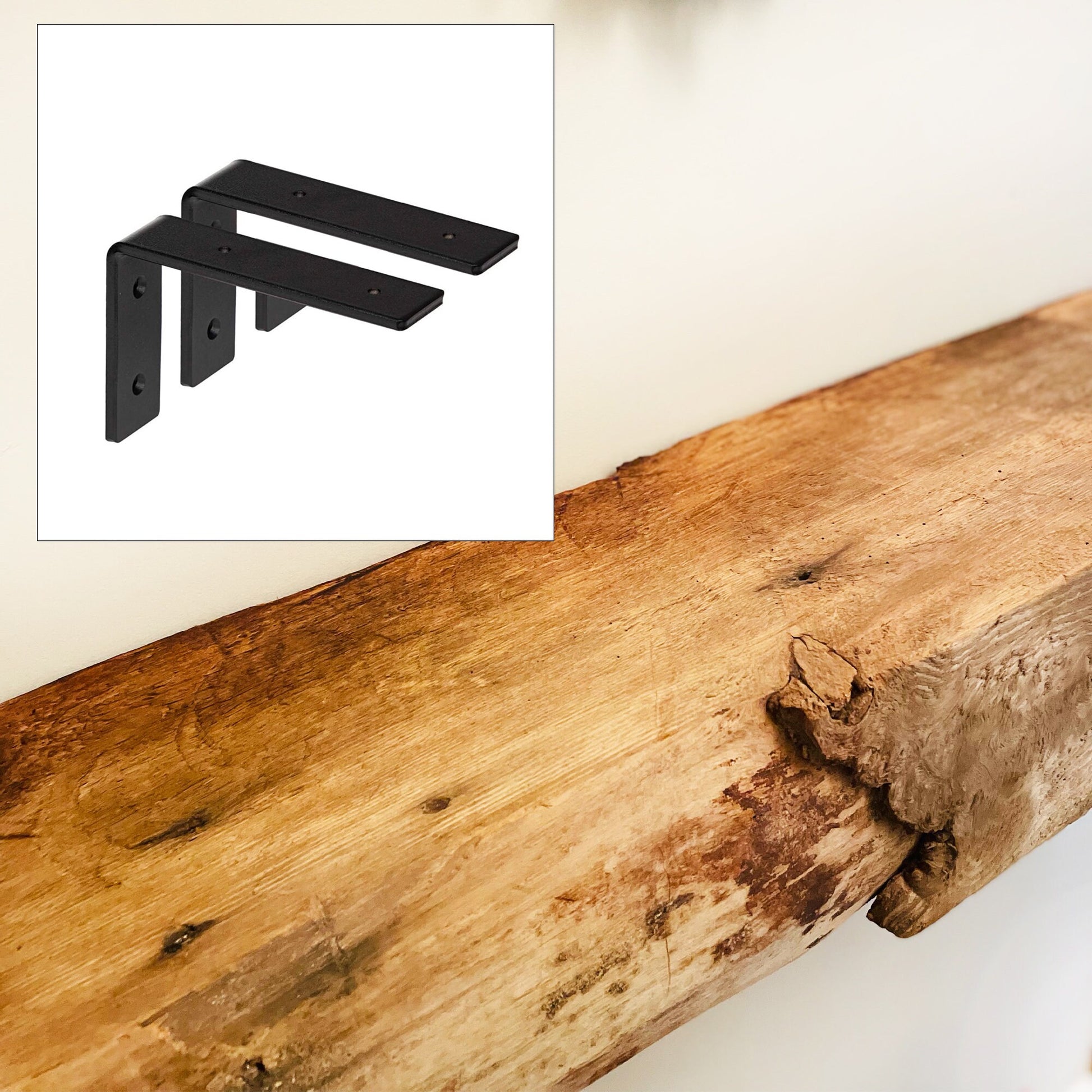 Authentic Barn Beam Wood Shelf | Reclaimed Architectural Salvage | Mounting brackets included