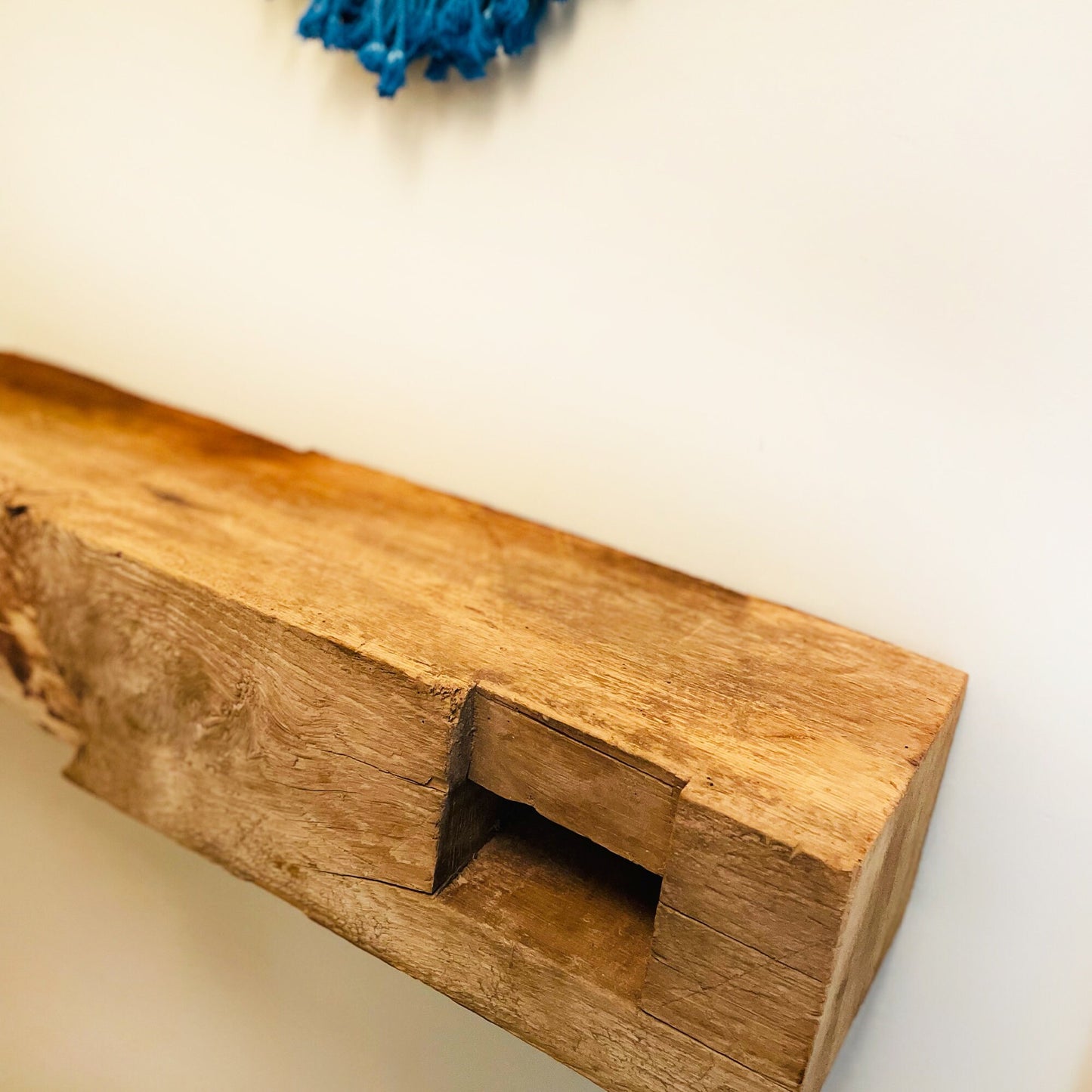 Authentic Barn Beam Wood Shelf | Reclaimed Architectural Salvage | Mounting brackets included