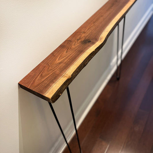 Black Walnut Console Table with Hairpin Legs