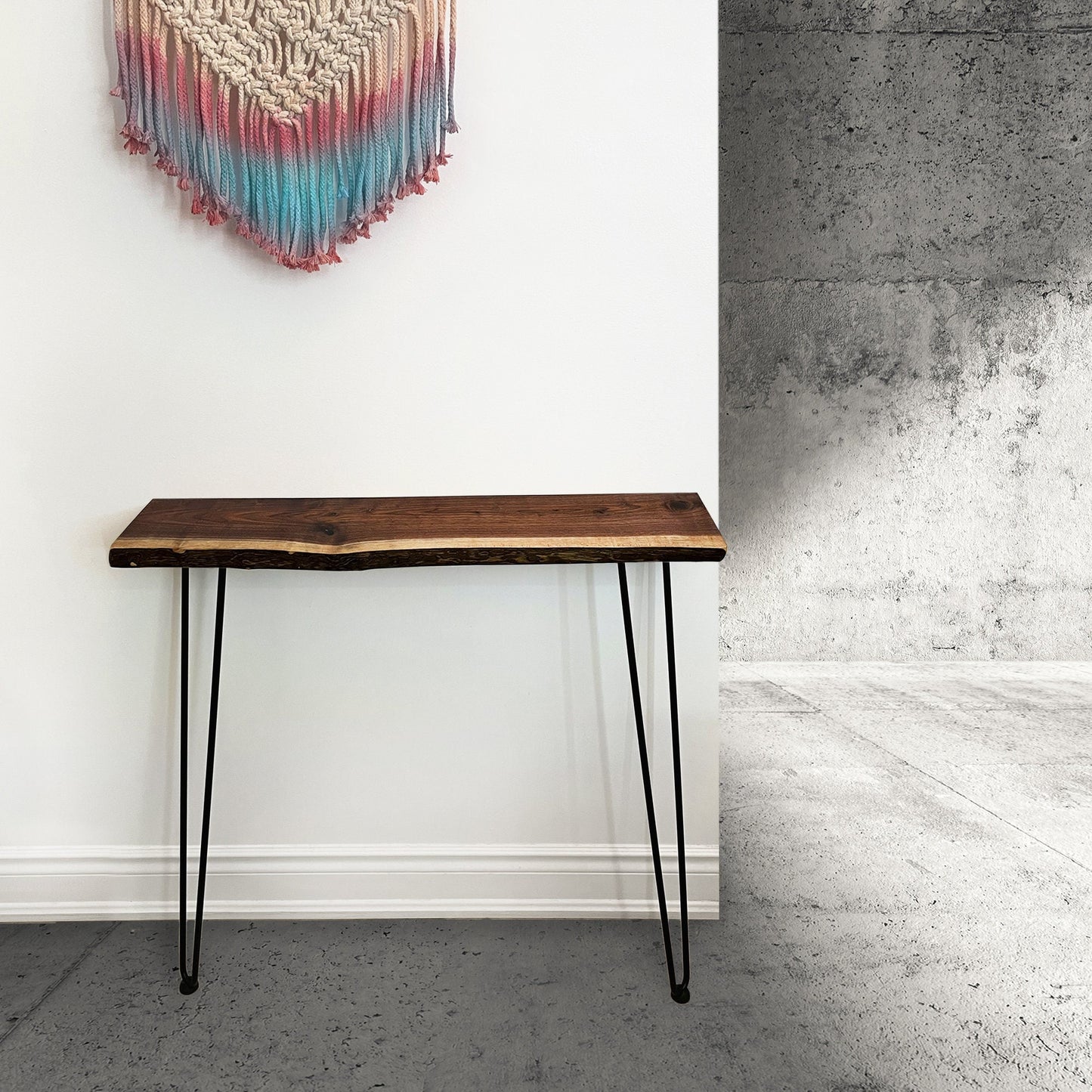 Black Walnut Console Table with Hairpin Legs