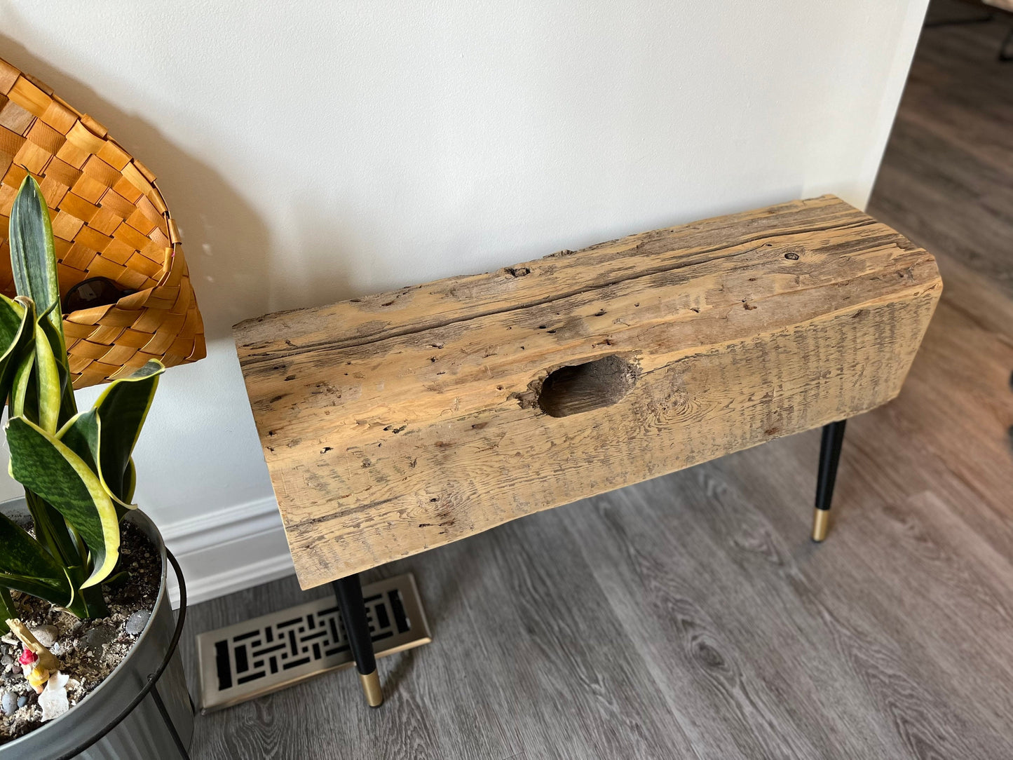 Barn Beam Bench with Mid Century legs