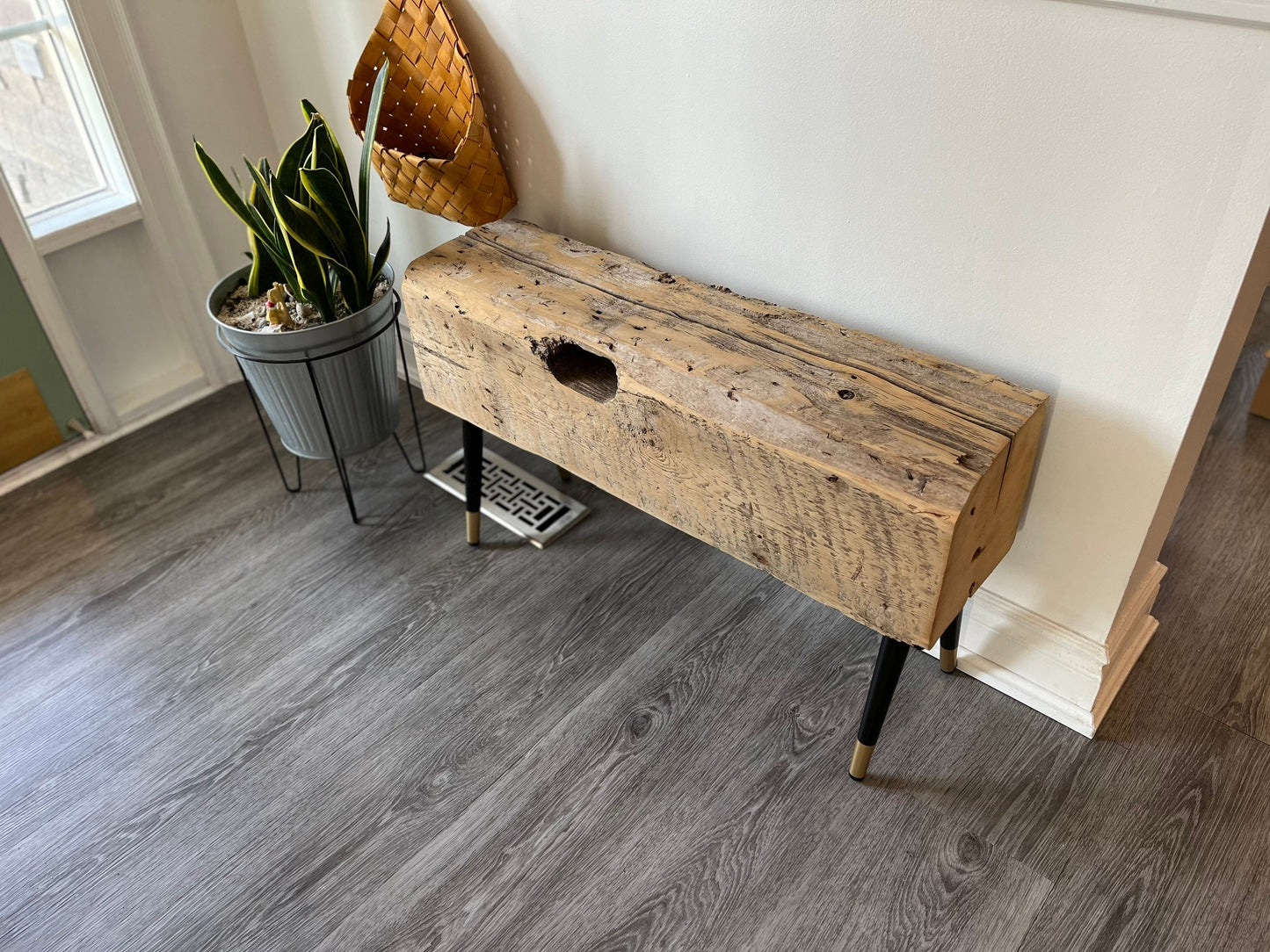 Barn Beam Bench with Mid Century legs