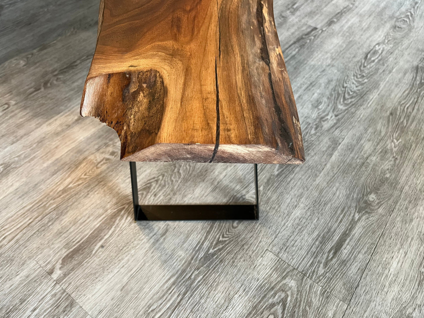 Black Walnut Bench with Resin Accent