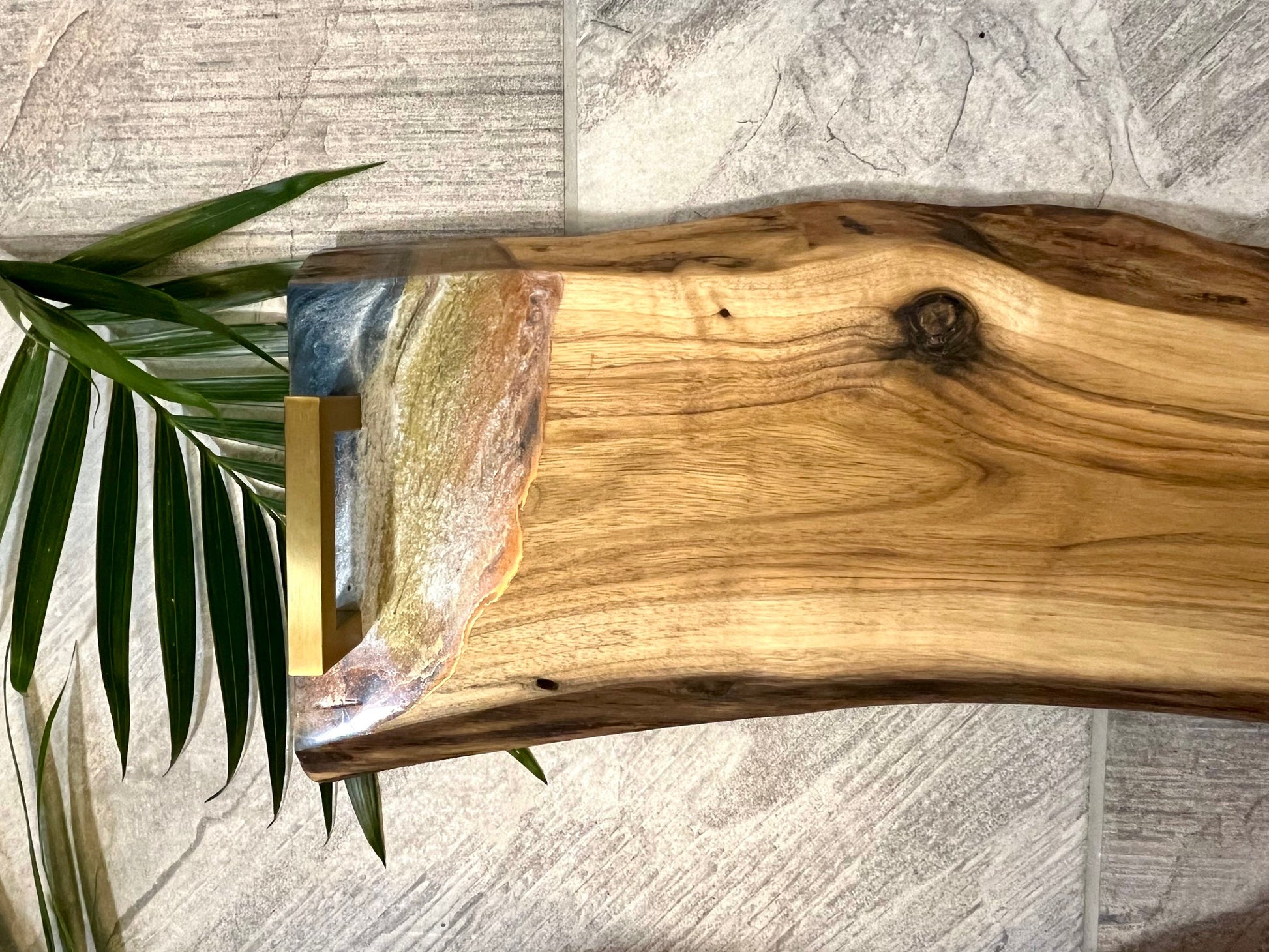 Rare White Walnut Charcuterie Board with Resin Accent