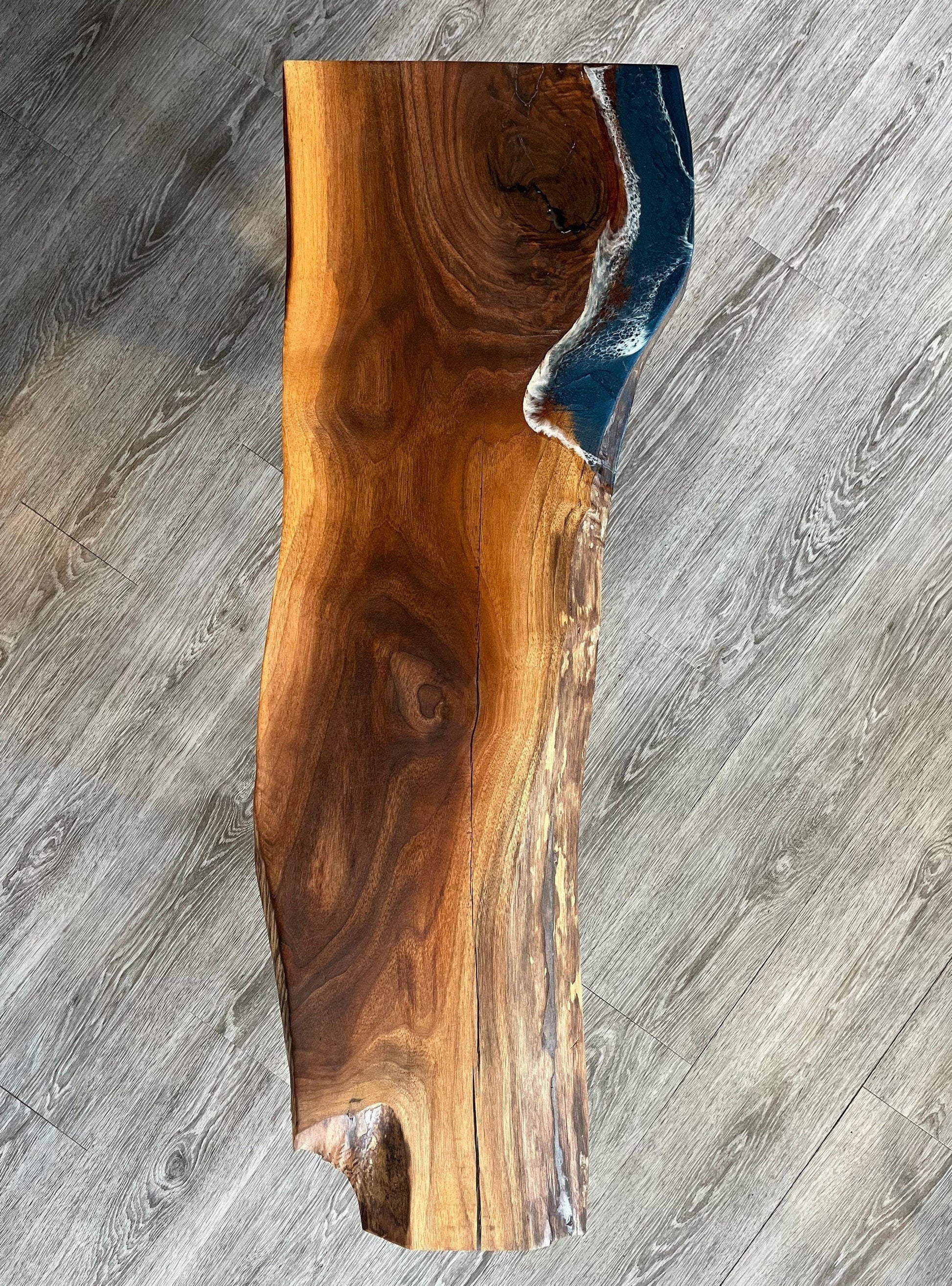 Black Walnut Bench with Resin Accent