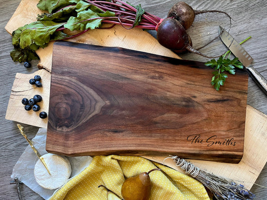 Custom Live Edge Walnut Charcuterie Board