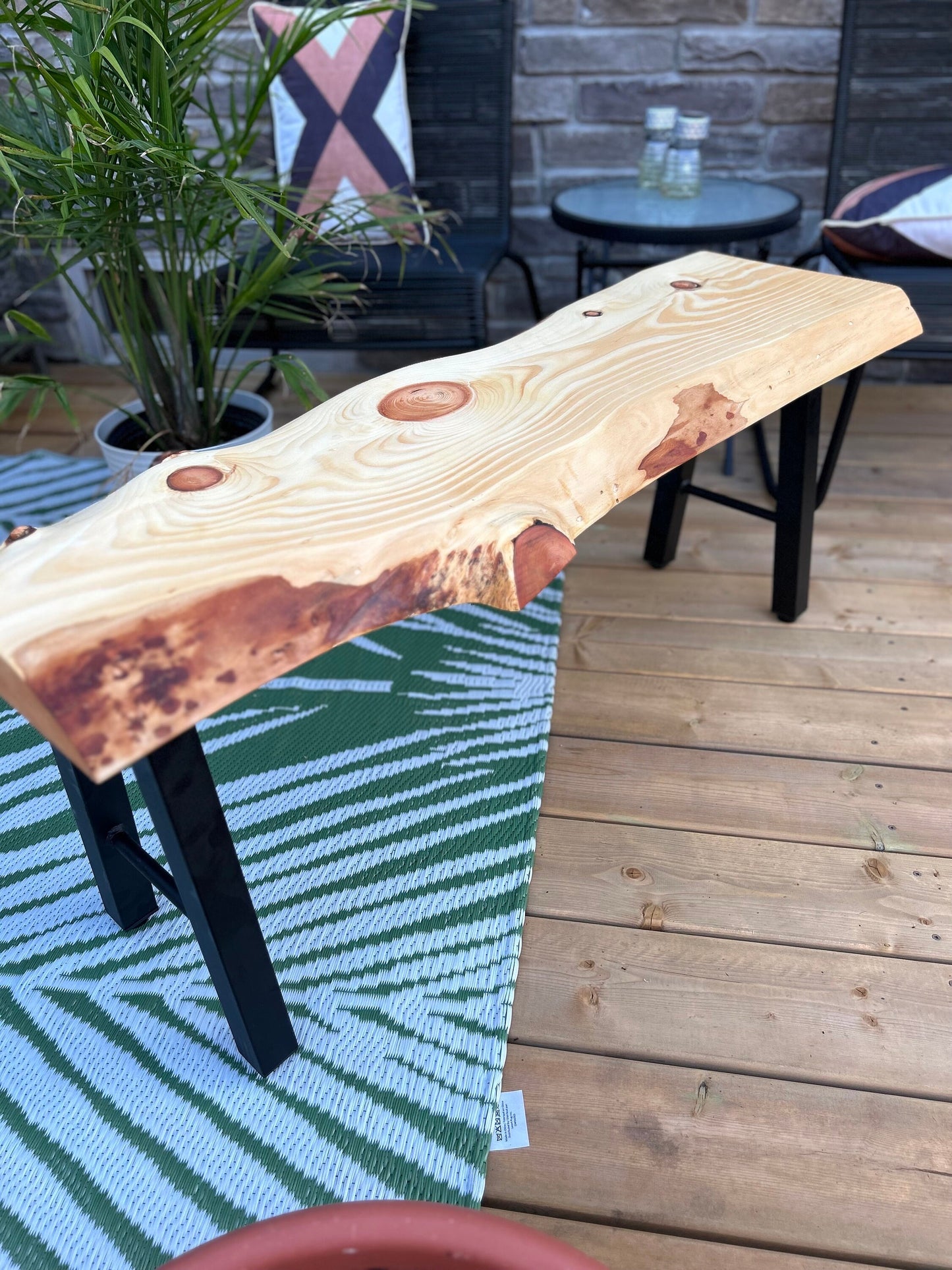 44” Cedar Beam Bench, Live Edge