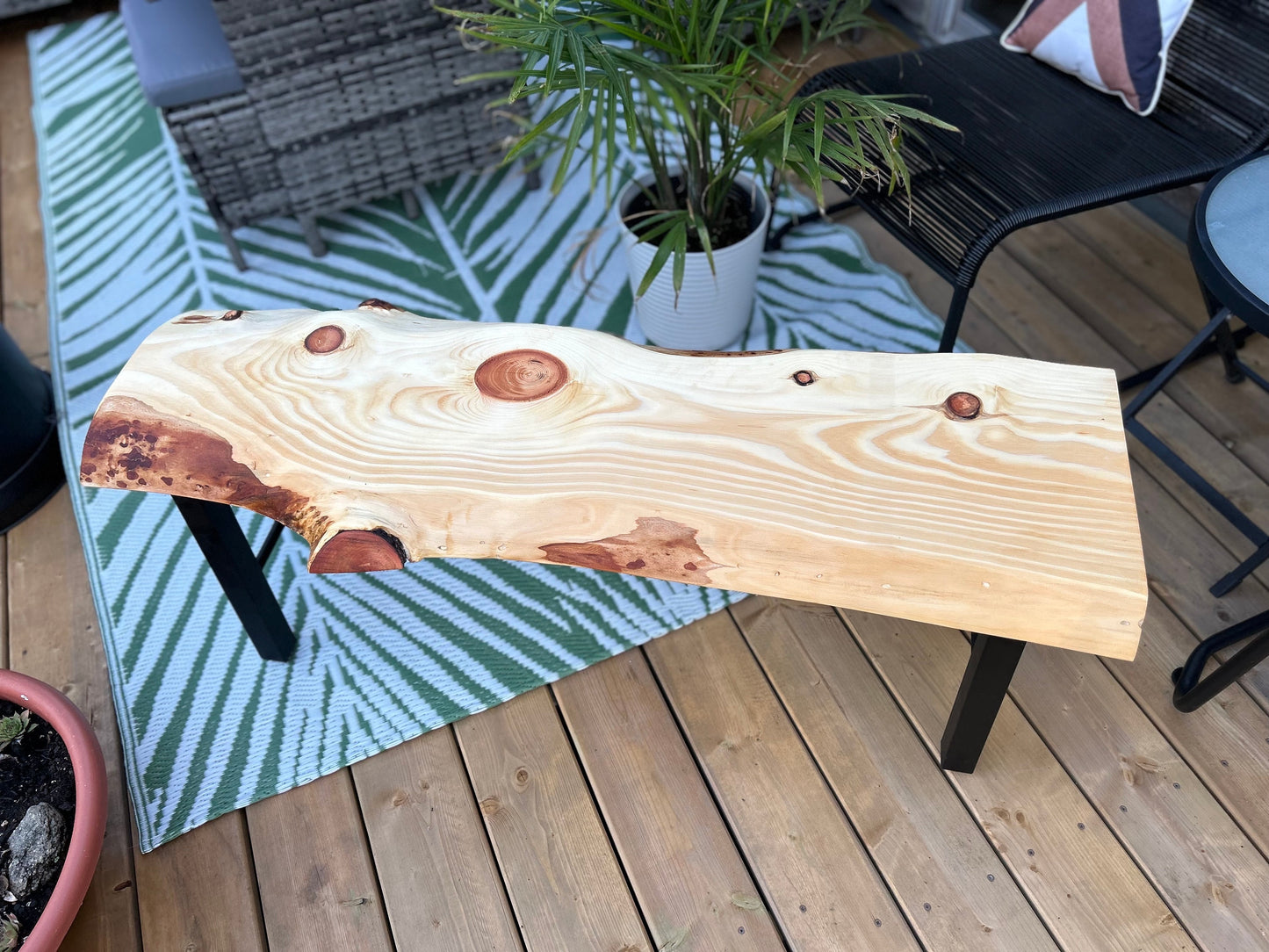 44” Cedar Beam Bench, Live Edge