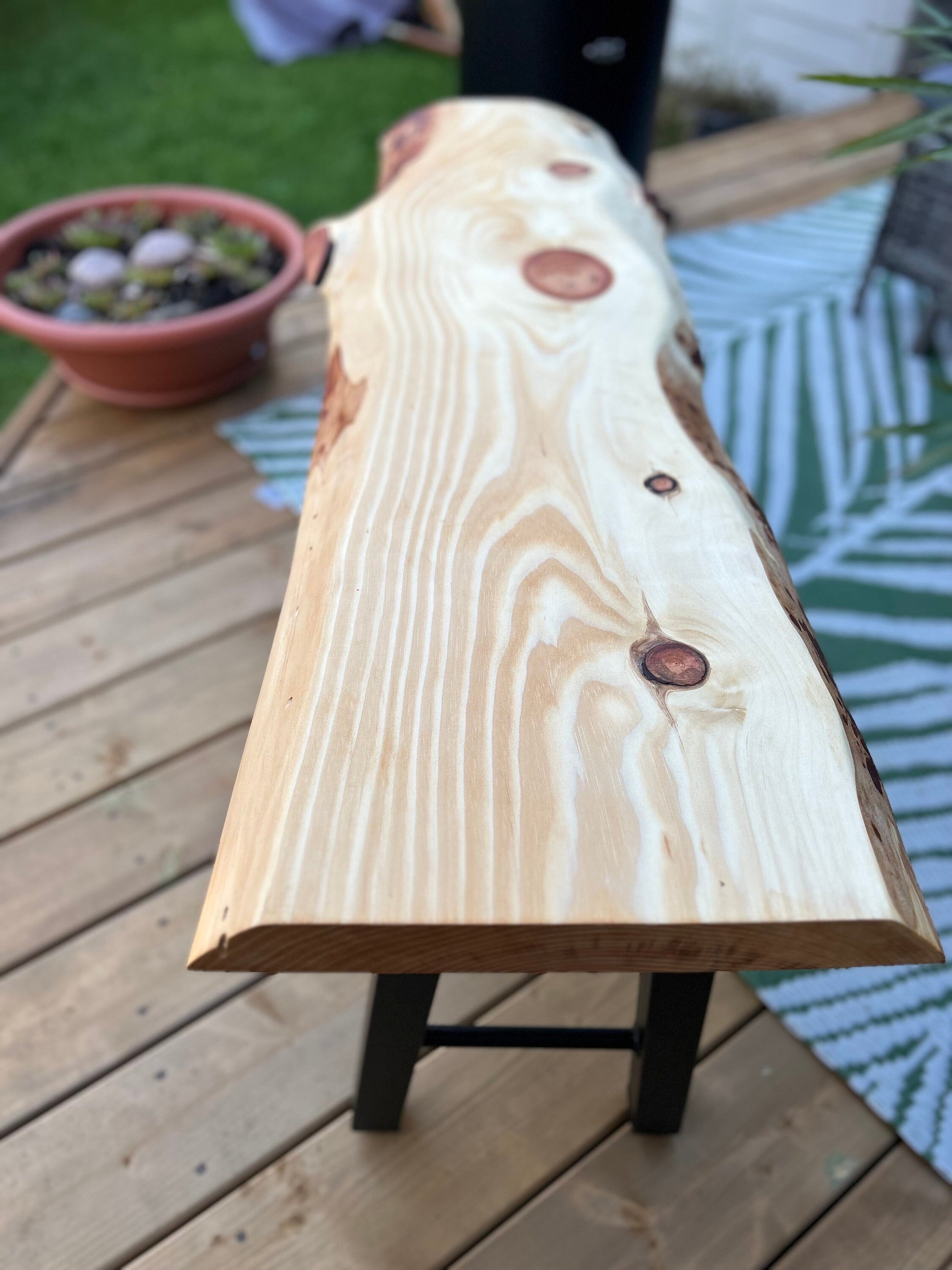 44” Cedar Beam Bench, Live Edge