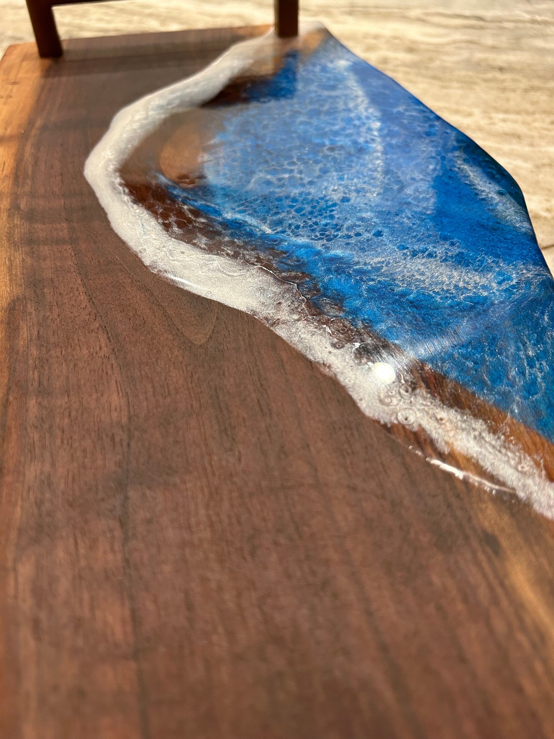 Black walnut Charcuterie board with beach resin accent