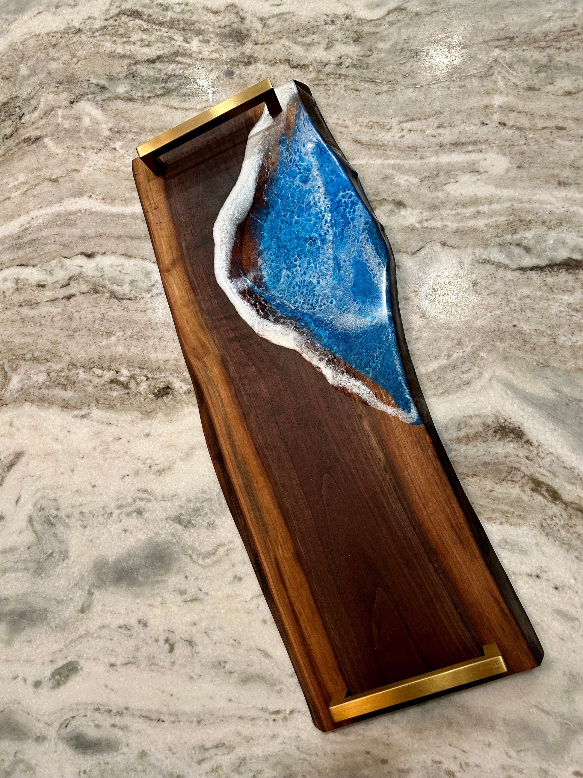 Black walnut Charcuterie board with beach resin accent